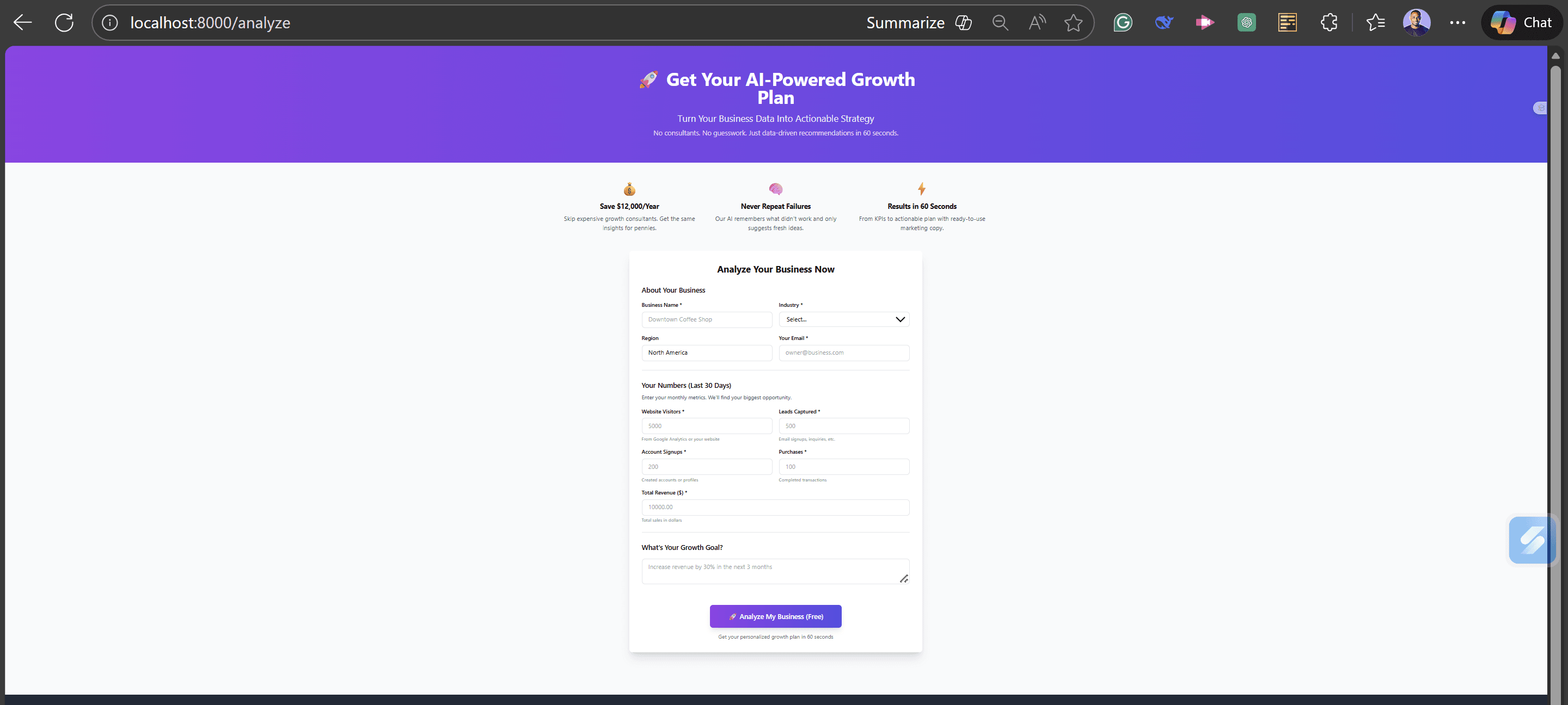SME Growth Co-Pilot analysis form